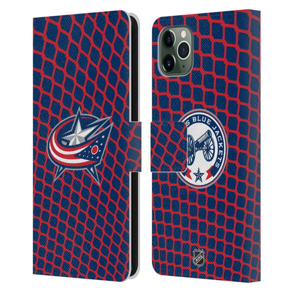 NHL Columbus Blue Jackets Net Pattern Leather Book Wallet Case Cover For Apple iPhone 11 Pro Max