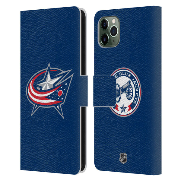 NHL Columbus Blue Jackets Plain Leather Book Wallet Case Cover For Apple iPhone 11 Pro Max