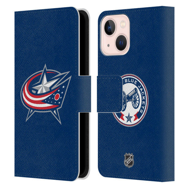 NHL Columbus Blue Jackets Plain Leather Book Wallet Case Cover For Apple iPhone 13 Mini