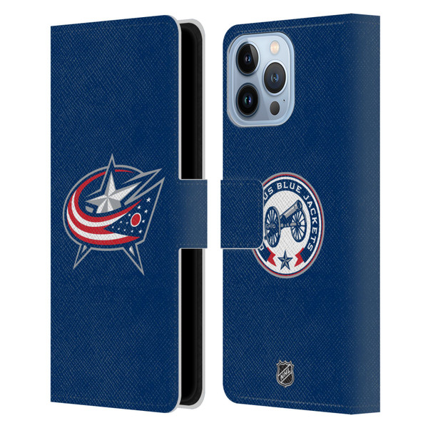 NHL Columbus Blue Jackets Plain Leather Book Wallet Case Cover For Apple iPhone 13 Pro Max