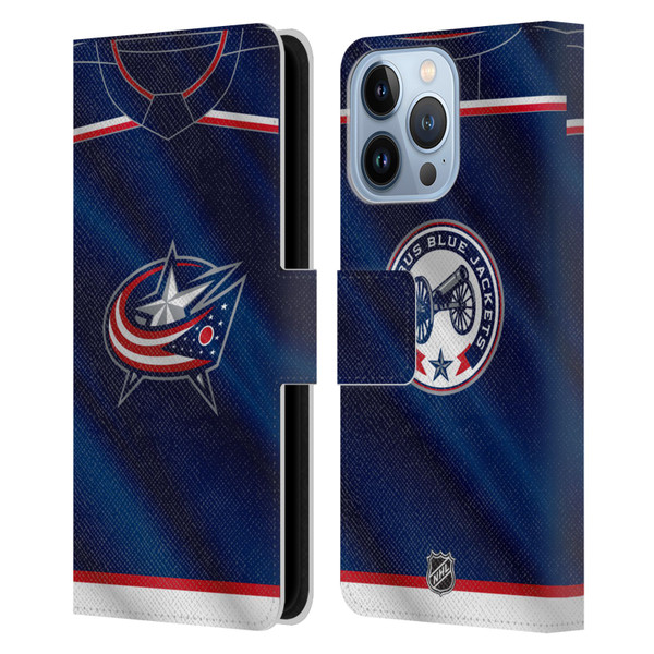 NHL Columbus Blue Jackets Jersey Leather Book Wallet Case Cover For Apple iPhone 13 Pro