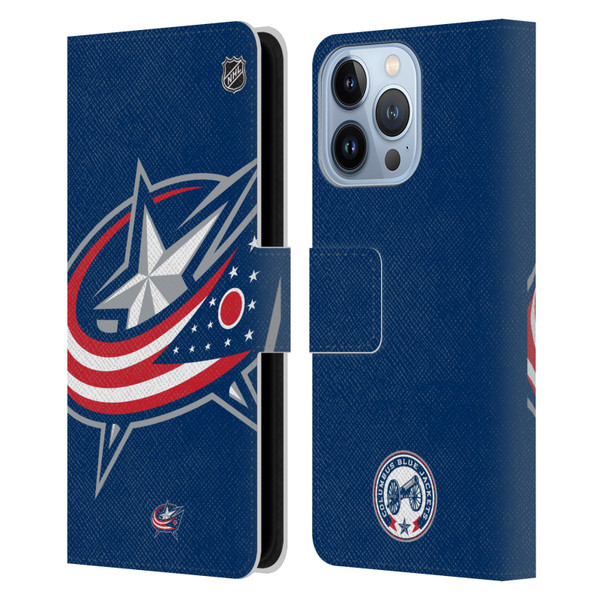 NHL Columbus Blue Jackets Oversized Leather Book Wallet Case Cover For Apple iPhone 13 Pro