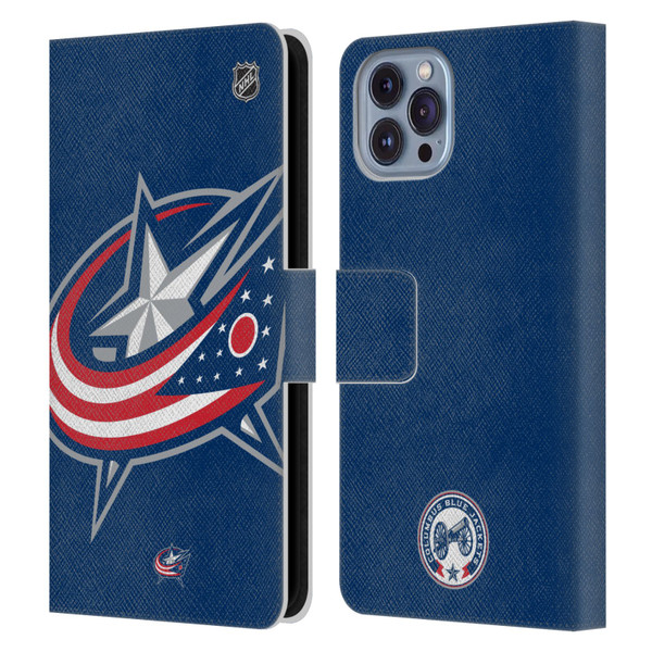 NHL Columbus Blue Jackets Oversized Leather Book Wallet Case Cover For Apple iPhone 14