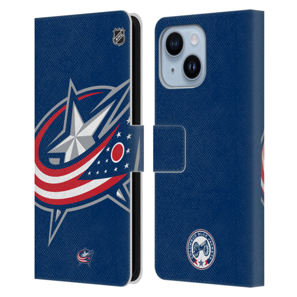 NHL Columbus Blue Jackets Oversized Leather Book Wallet Case Cover For Apple iPhone 14 Plus