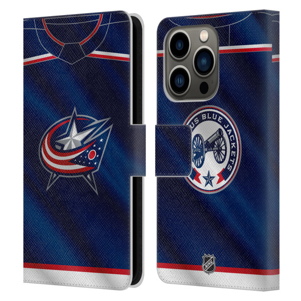 NHL Columbus Blue Jackets Jersey Leather Book Wallet Case Cover For Apple iPhone 14 Pro