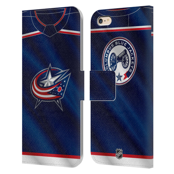NHL Columbus Blue Jackets Jersey Leather Book Wallet Case Cover For Apple iPhone 6 Plus / iPhone 6s Plus