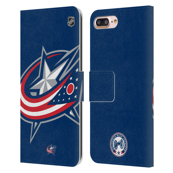 NHL Columbus Blue Jackets Oversized Leather Book Wallet Case Cover For Apple iPhone 7 Plus / iPhone 8 Plus