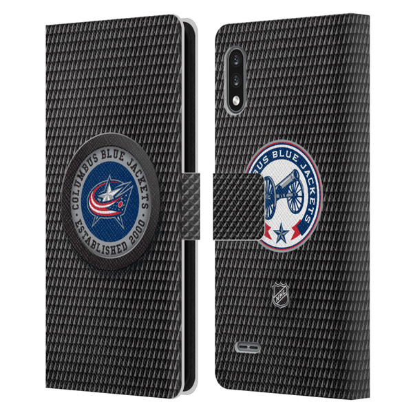 NHL Columbus Blue Jackets Puck Texture Leather Book Wallet Case Cover For LG K22