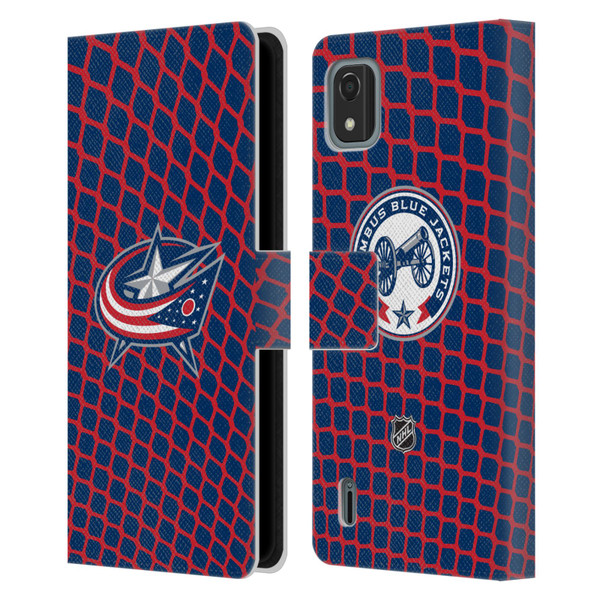 NHL Columbus Blue Jackets Net Pattern Leather Book Wallet Case Cover For Nokia C2 2nd Edition