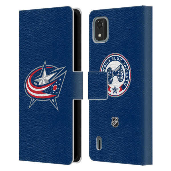 NHL Columbus Blue Jackets Plain Leather Book Wallet Case Cover For Nokia C2 2nd Edition