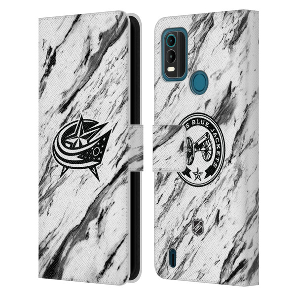 NHL Columbus Blue Jackets Marble Leather Book Wallet Case Cover For Nokia G11 Plus