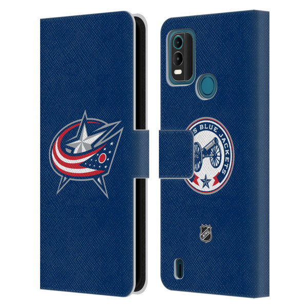 NHL Columbus Blue Jackets Plain Leather Book Wallet Case Cover For Nokia G11 Plus