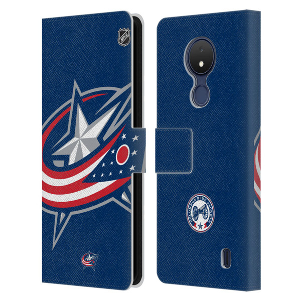 NHL Columbus Blue Jackets Oversized Leather Book Wallet Case Cover For Nokia C21