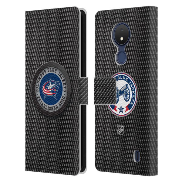 NHL Columbus Blue Jackets Puck Texture Leather Book Wallet Case Cover For Nokia C21