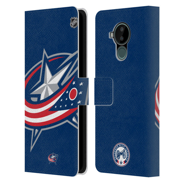NHL Columbus Blue Jackets Oversized Leather Book Wallet Case Cover For Nokia C30