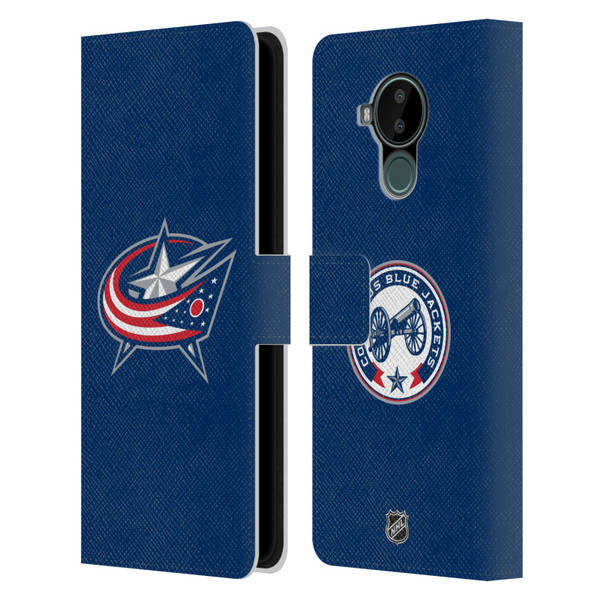 NHL Columbus Blue Jackets Plain Leather Book Wallet Case Cover For Nokia C30