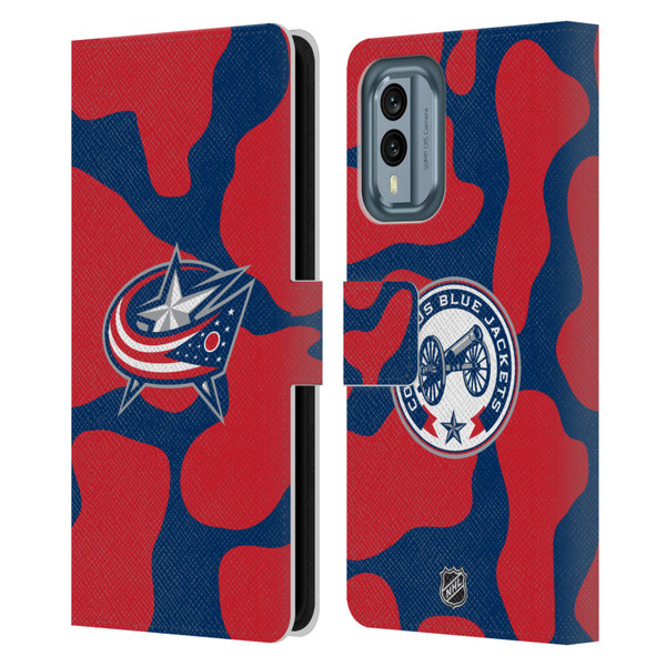 NHL Columbus Blue Jackets Cow Pattern Leather Book Wallet Case Cover For Nokia X30