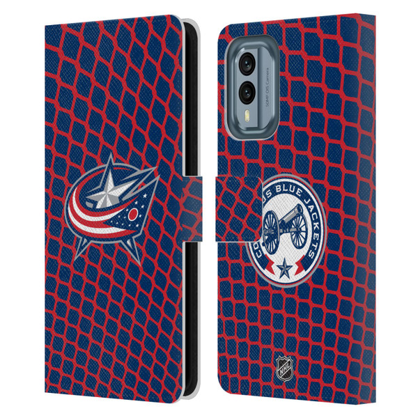 NHL Columbus Blue Jackets Net Pattern Leather Book Wallet Case Cover For Nokia X30