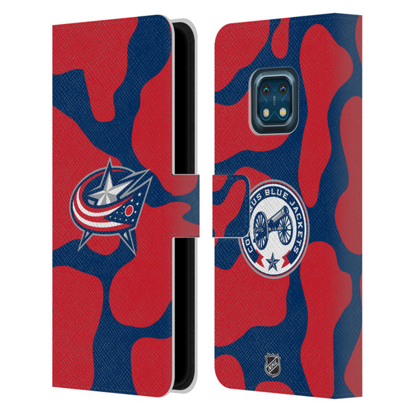 NHL Columbus Blue Jackets Cow Pattern Leather Book Wallet Case Cover For Nokia XR20