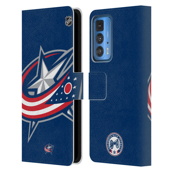 NHL Columbus Blue Jackets Oversized Leather Book Wallet Case Cover For Motorola Edge 20 Pro