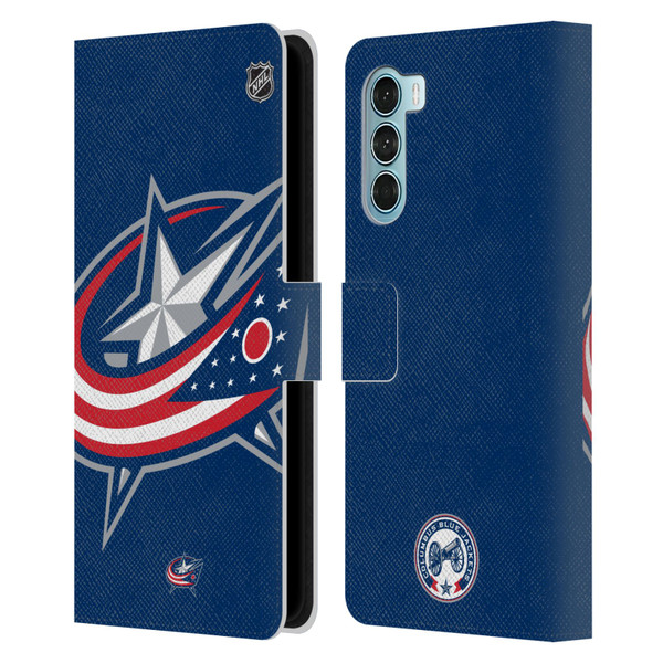 NHL Columbus Blue Jackets Oversized Leather Book Wallet Case Cover For Motorola Edge S30 / Moto G200 5G