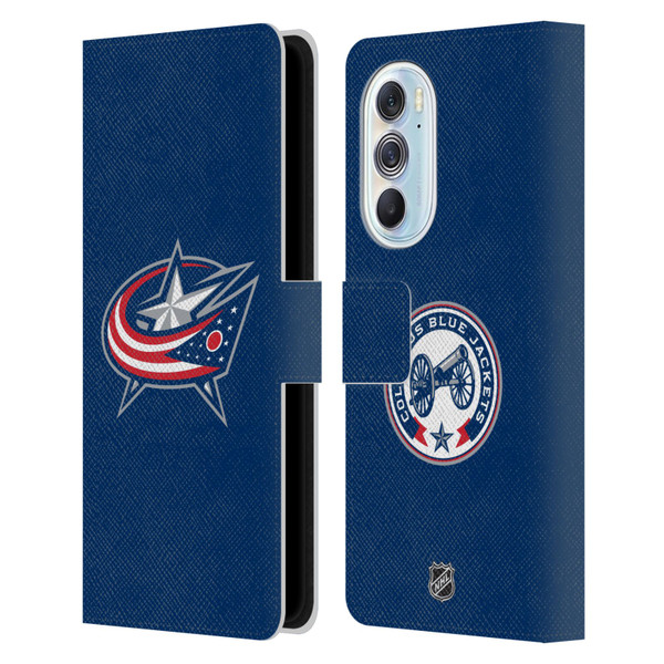 NHL Columbus Blue Jackets Plain Leather Book Wallet Case Cover For Motorola Edge X30