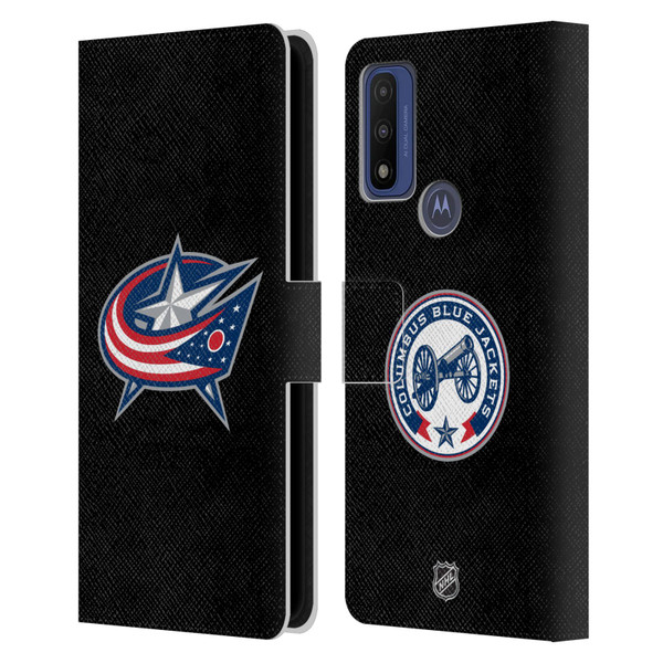 NHL Columbus Blue Jackets Plain Leather Book Wallet Case Cover For Motorola G Pure