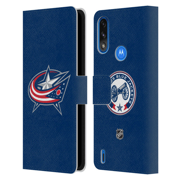 NHL Columbus Blue Jackets Plain Leather Book Wallet Case Cover For Motorola Moto E7 Power / Moto E7i Power