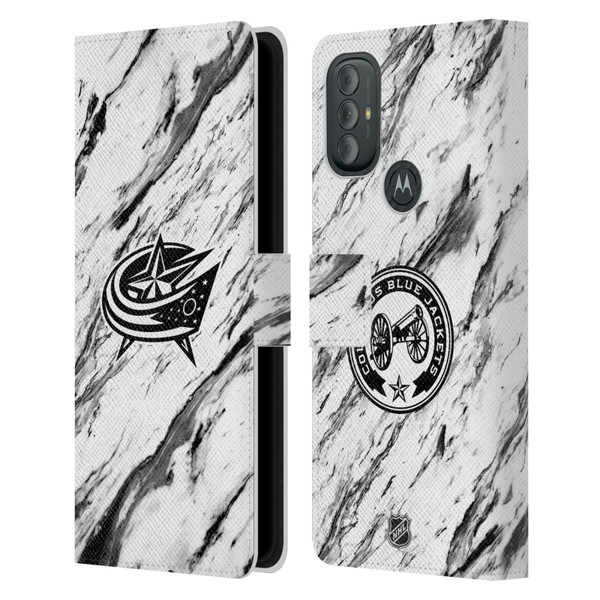 NHL Columbus Blue Jackets Marble Leather Book Wallet Case Cover For Motorola Moto G10 / Moto G20 / Moto G30