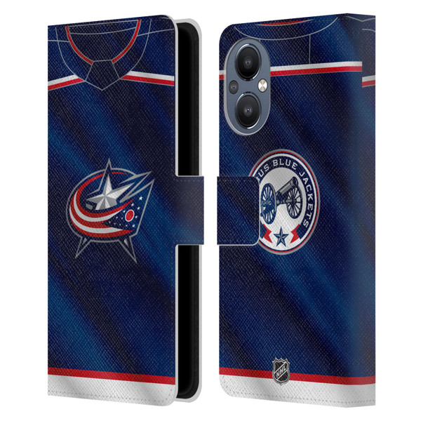 NHL Columbus Blue Jackets Jersey Leather Book Wallet Case Cover For OnePlus Nord N20 5G