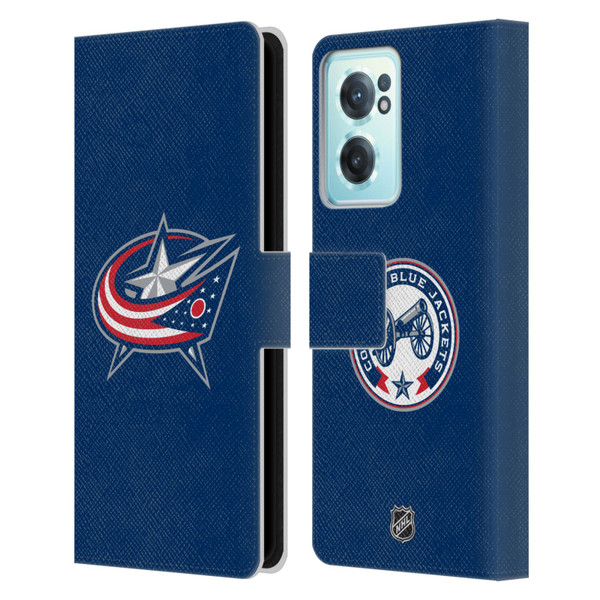 NHL Columbus Blue Jackets Plain Leather Book Wallet Case Cover For OnePlus Nord CE 2 5G