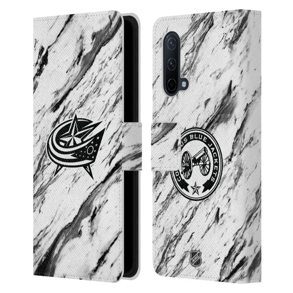 NHL Columbus Blue Jackets Marble Leather Book Wallet Case Cover For OnePlus Nord CE 5G