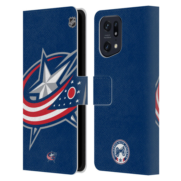 NHL Columbus Blue Jackets Oversized Leather Book Wallet Case Cover For OPPO Find X5