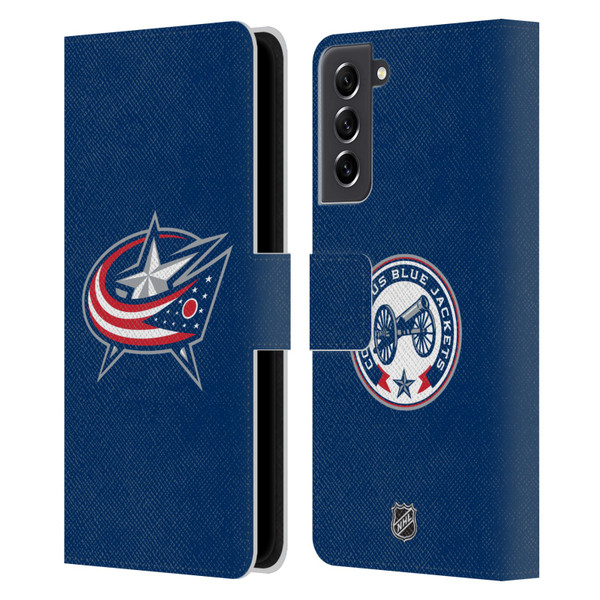 NHL Columbus Blue Jackets Plain Leather Book Wallet Case Cover For Samsung Galaxy S21 FE 5G