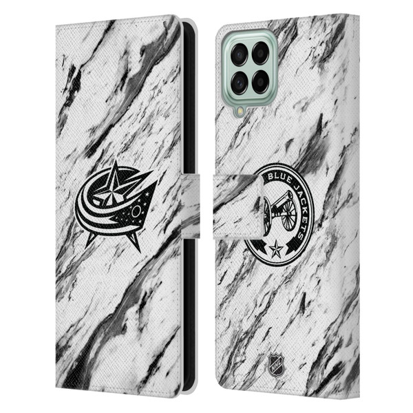 NHL Columbus Blue Jackets Marble Leather Book Wallet Case Cover For Samsung Galaxy M33 (2022)