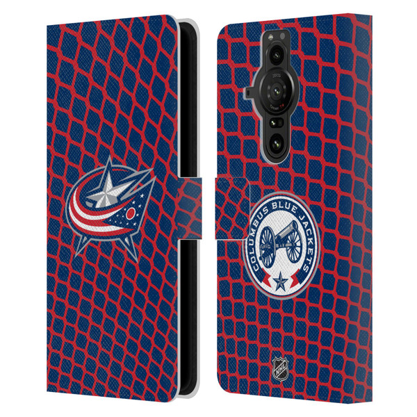 NHL Columbus Blue Jackets Net Pattern Leather Book Wallet Case Cover For Sony Xperia Pro-I