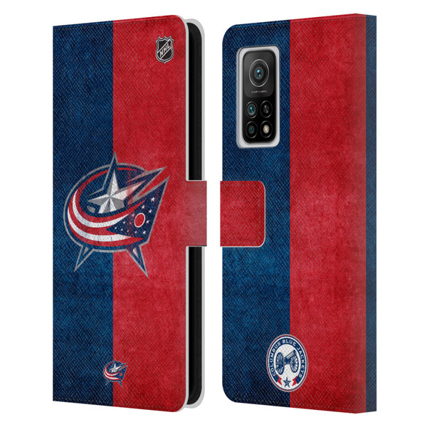 NHL Columbus Blue Jackets Half Distressed Leather Book Wallet Case Cover For Xiaomi Mi 10T 5G