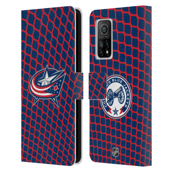 NHL Columbus Blue Jackets Net Pattern Leather Book Wallet Case Cover For Xiaomi Mi 10T 5G