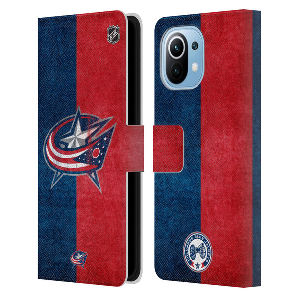 NHL Columbus Blue Jackets Half Distressed Leather Book Wallet Case Cover For Xiaomi Mi 11