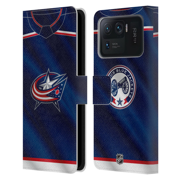 NHL Columbus Blue Jackets Jersey Leather Book Wallet Case Cover For Xiaomi Mi 11 Ultra