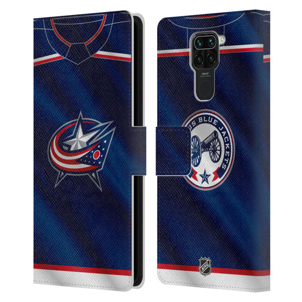 NHL Columbus Blue Jackets Jersey Leather Book Wallet Case Cover For Xiaomi Redmi Note 9 / Redmi 10X 4G