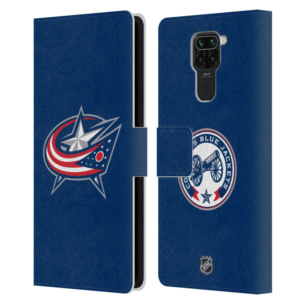 NHL Columbus Blue Jackets Plain Leather Book Wallet Case Cover For Xiaomi Redmi Note 9 / Redmi 10X 4G