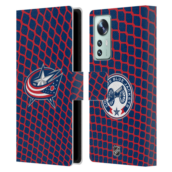 NHL Columbus Blue Jackets Net Pattern Leather Book Wallet Case Cover For Xiaomi 12