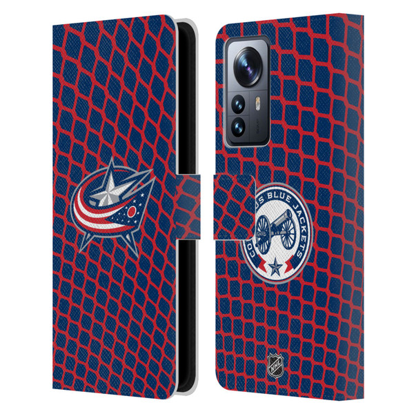 NHL Columbus Blue Jackets Net Pattern Leather Book Wallet Case Cover For Xiaomi 12 Pro