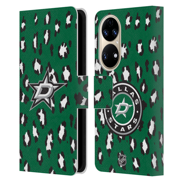 NHL Dallas Stars Leopard Patten Leather Book Wallet Case Cover For Huawei P50