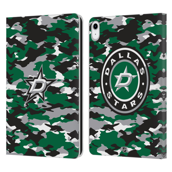 NHL Dallas Stars Camouflage Leather Book Wallet Case Cover For Apple iPad 10.9 (2022)