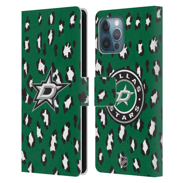 NHL Dallas Stars Leopard Patten Leather Book Wallet Case Cover For Apple iPhone 12 Pro Max