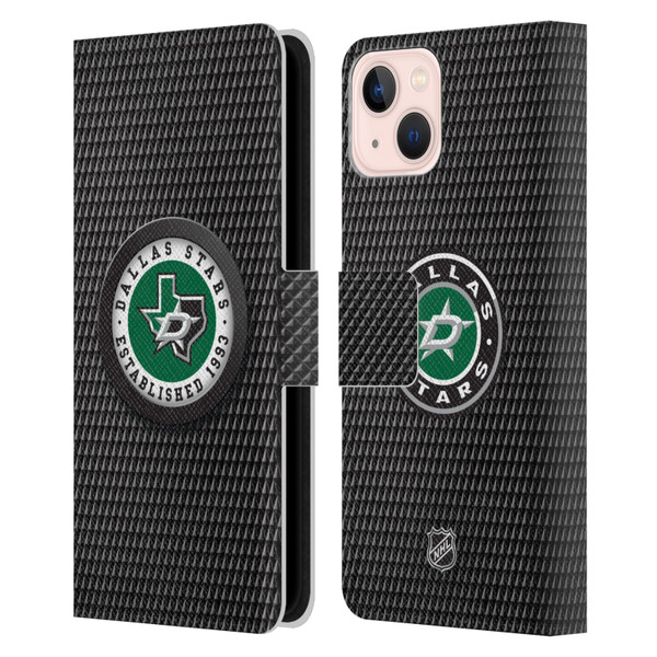 NHL Dallas Stars Puck Texture Leather Book Wallet Case Cover For Apple iPhone 13