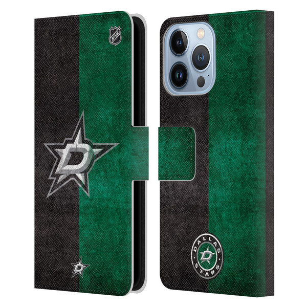NHL Dallas Stars Half Distressed Leather Book Wallet Case Cover For Apple iPhone 13 Pro