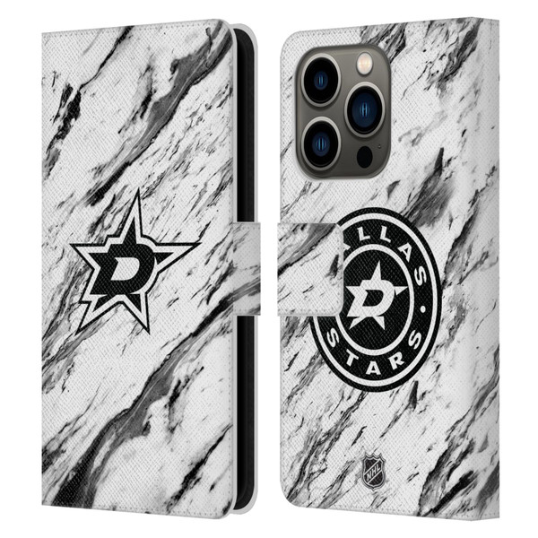 NHL Dallas Stars Marble Leather Book Wallet Case Cover For Apple iPhone 14 Pro